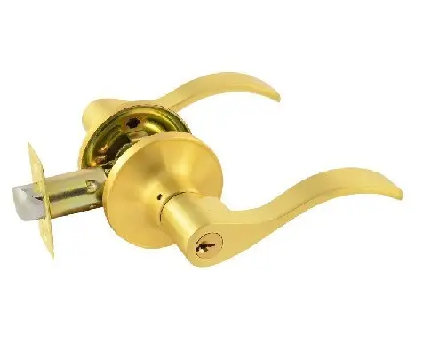Ручка защелка Нора-М НН-01 с ключом и фиксатором, матовое золото (комплект - 2шт)
