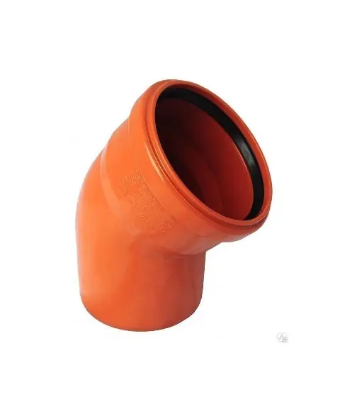 Отвод канализационный ПВХ Ду 160мм/45° с кольцом коричневый