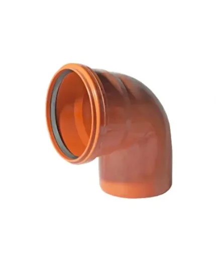 Фото для Отвод канализационный ПВХ Ду 110 мм / 90° с кольцом коричневый