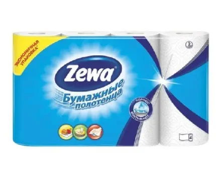 Фото для Полотенца бумажные Zewa 2-слойные белые 4 рулона