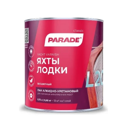 Фото для Лак PARADE CLASSIC L20 Яхты & Лодки 0,75 л матовый