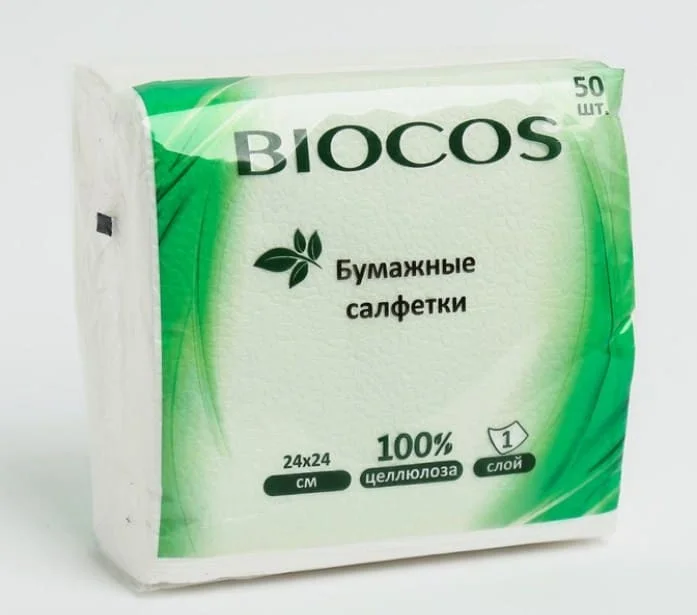 Салфетки бумажные 50шт BioCos белые