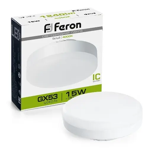 Лампа светодиодная Feron LB-454 GX53 15W 4000K таблетка 25836