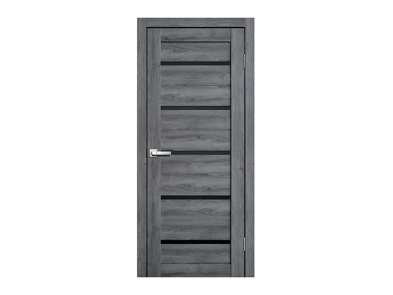 Дверь межкомнатная "L26" Дуб Стоунвуд с черным стеклом 3D Микрофлекс 700х2000