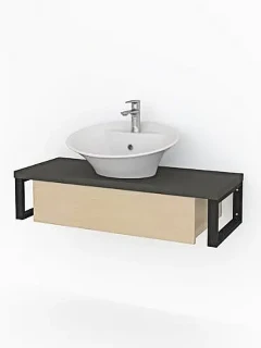 Фото для Акция! Тумба Le_go 100 подвесная с 1 ящиком бежевый/темно-серый