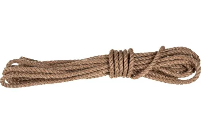 Веревка джутовая, 8 мм, 10 м, крученая, 94013