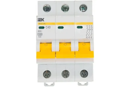Фото для Автоматический 3-полюсный выключатель, IEK ВА47-29 40А, тип расцепления С, 4.5кА