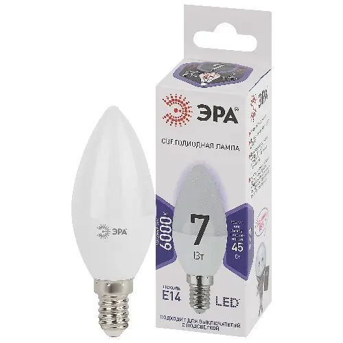 Лампочка светодиодная ЭРА STD LED B35-7W-860-E14 свеча холодный дневной свет