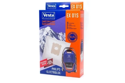 Фото для Мешки-пылесборники Vesta filter для пылесосов Electrolux, Philips, Bork, 4 шт + 2 фильтра EX01S