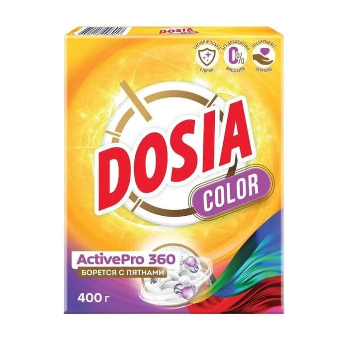 Стиральный порошок Dosia Optima Color 400 г для всех видов ткани, кроме шерсти