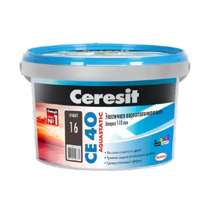 Фото для Затирка Ceresit CE 40 Aquastatic графит 2 кг эластичная водоотталкивающая