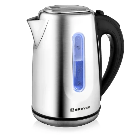 Фото для Чайник BRAYER 1014BR 2200 Вт, 1,7 л, нержав.сталь, индикат. уровн. воды, автоотключ