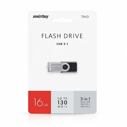 Фото для Флеш диск 16GB USB 3.0/3.1 Smartbuy TRIO 3-in-1 OTG (USB Type-A + USB Type-C + micro USB)