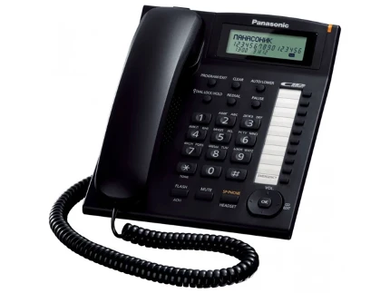 Фото для Телефон Panasonic KX-TS 2388RUB черный (Спикерфон, АОН, Caller ID, 3-х строчный ЖК дисплей с часами, телефонная книга на 50 номе