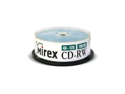 Фото для Диск CD-RW 700Mb 4x-12x Mirex 25шт/уп UL121002A8M