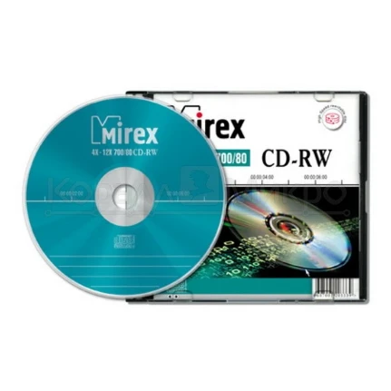 Фото для Диск CD-RW 700Mb 4x-12x Mirex тонкий пластик (UL121002A8S)