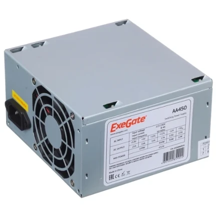 Фото для Блок питания 450W ExeGate AA450 ATX, 8cm fan, 24p+4p, 2*SATA, 1*IDE