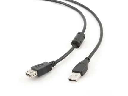 Фото для Удлинитель USB 2.0 Pro Gembird CCF-USB2-AMAF-6, AM/AF, 1.8м, феррит.кольцо, позол.конт., черный, пакет