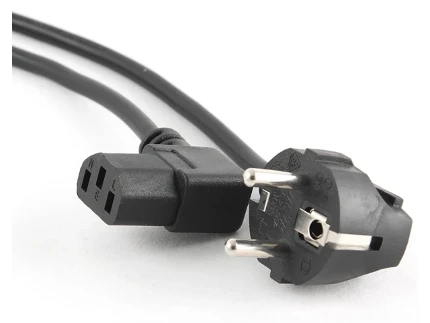 Фото для Кабель питания компьютера (Schuko+C13) 1.8m Cablexpert PC-186A-VDE, EURO, VDE, черный, угловой разъем, с заземлением