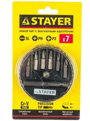 Н-р бит 7 пр.с магн.адаптером в боксе STAYER