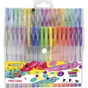 Фото для НАБОР ГЕЛЕВЫХ РУЧЕК "COSMO" 36 ЦВЕТА НЕОН 12 ФЛУОРЕСЦЕНТНЫЕ+12 МЕТАЛЛИК+12 БЛЕСТКИ