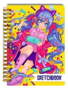 Фото для ЗАПИСНАЯ КН СКЕТЧБУК А5 64Л ГР MYART ОФСЕТНАЯ БУМАГА 120Г/М2 МК МАТОВ ЛАМИН УФ-ЛАК АНИМЕ 150*196ММ (64-1589, На стиле)