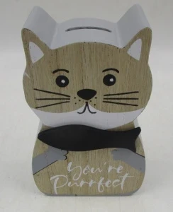 Фото для КОПИЛКА DOMINO ДЕРЕВЯННАЯ 9,8*5*15,8СМ КОТ