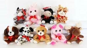 Фото для ИГРУШКА МЯГКАЯ ЗВЕРЮШКА С КРАСНЫМ БАНТОМ 6*5*10 СМ 