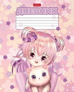 Фото для ДНЕВНИК УНИВ КАРТОН HATBER МК ДЛЯ ДЕВОЧЕК (40Д5В_30044*085860, Аниме с котиком)