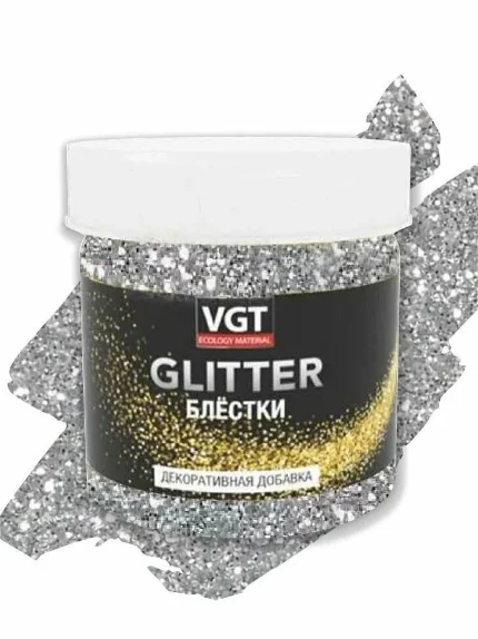 Фото для Декоративная добавка (блестки) VGT Glitter, 0,05 кг, серебро