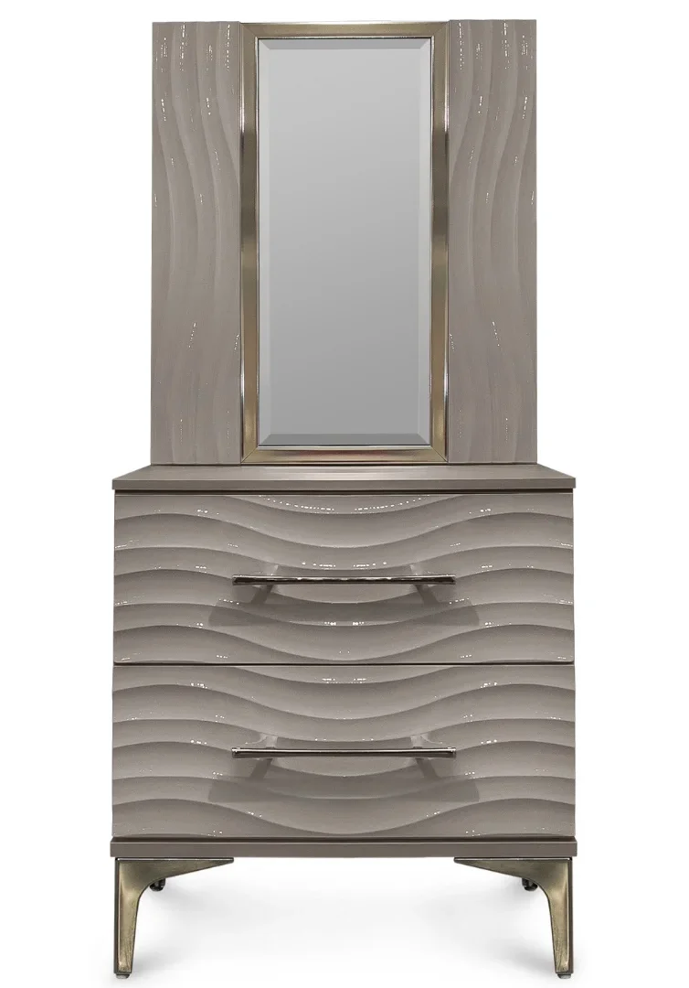Зеркало "ГРАВИТА" для прикроватной тумбы серый камень глянец
