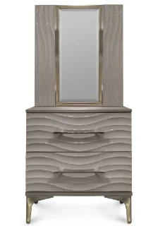 Фото для Зеркало "ГРАВИТА" для прикроватной тумбы серый камень глянец