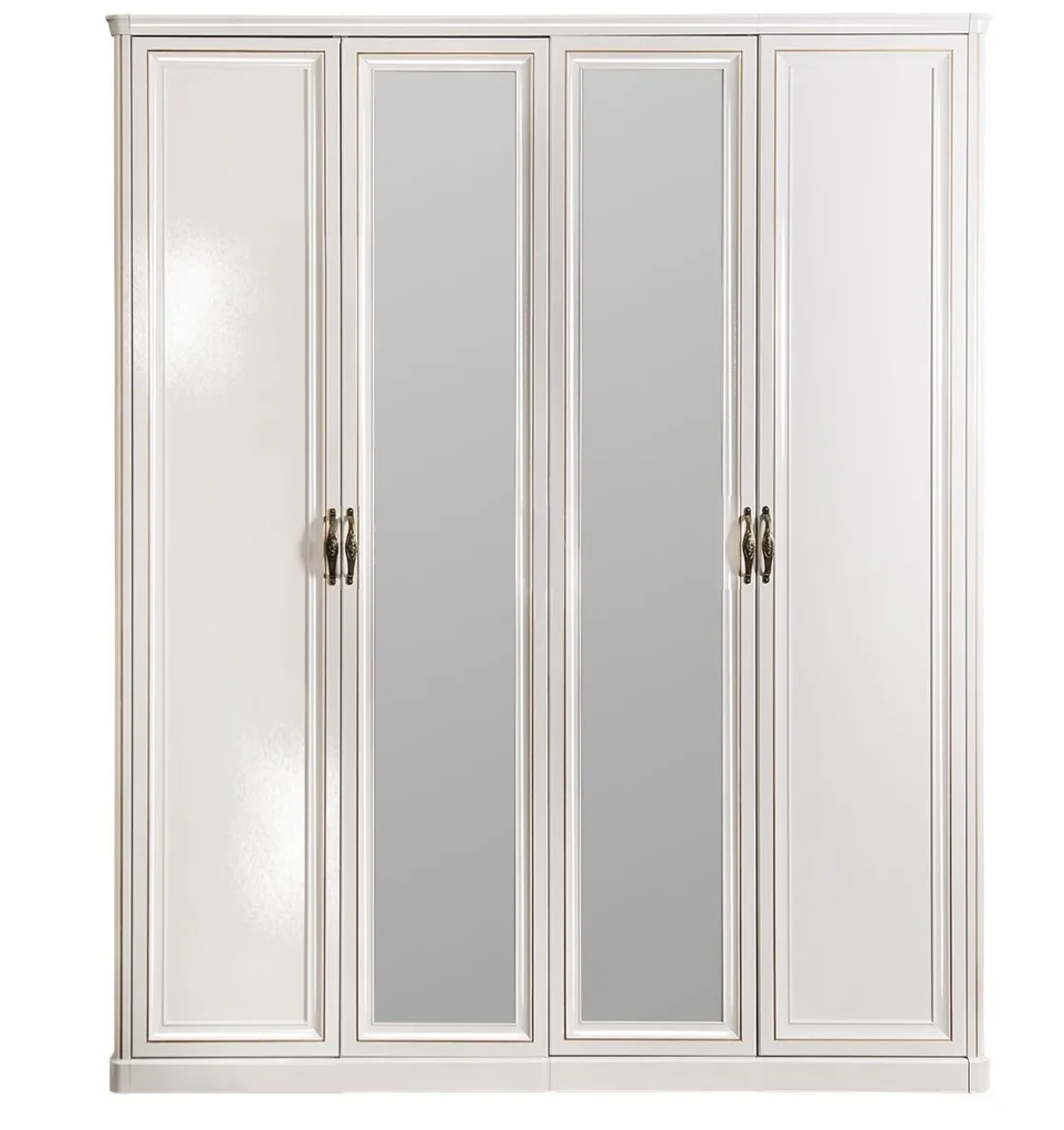 Шкаф "НАТАЛИ" 4-дверный (2+2) с зеркалом белый глянец