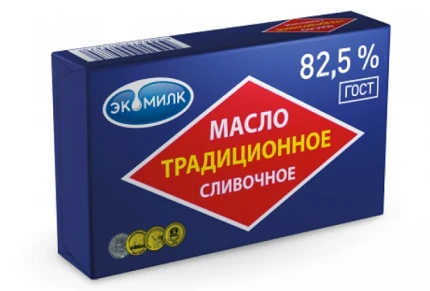 Фото для Масло сливочное Экомилк 160гр 82,5% традиционное*13 (БЗМЖ)