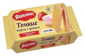 Фото для Вафли Яшкино 144гр тонкие с кремом с клубничным вкусом РВТ101*26