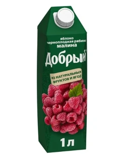 Фото для Нектар Добрый 1л Яблоко /малина/черноплодная рябина*12