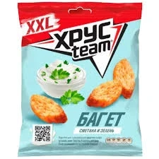 Фото для Сухарики Хрустим Багет 100гр Сметана-зелень*16