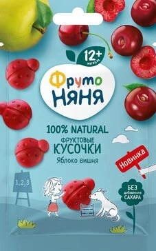 Фото для Фруктовые кусочки ФрутоНяня 15гр яблоко/ вишня саше*40