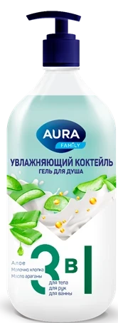 Фото для Гель д/душа Аура Фэмили 1л Увлажняющий коктейль*6