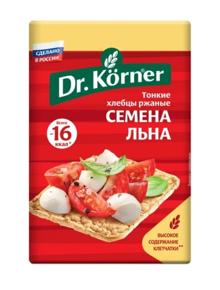 Фото для Хлебцы Д.Корнер Ржаные 100гр семена льна*10