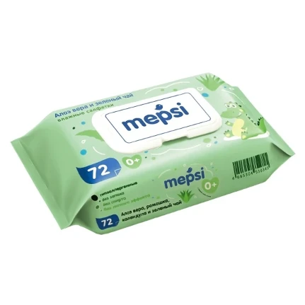 Фото для Салфетки влажные Мепси 72шт детские Алоэ Вера Россия