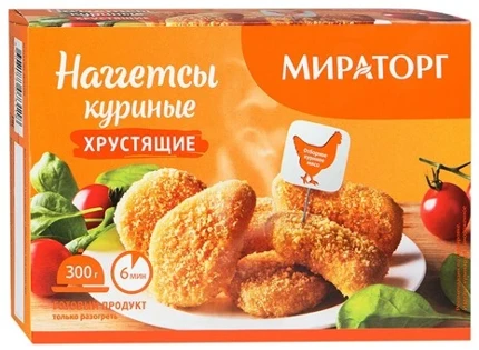 Фото для Наггетсы куриные Мираторг 300гр Хрустящие с/м*12
