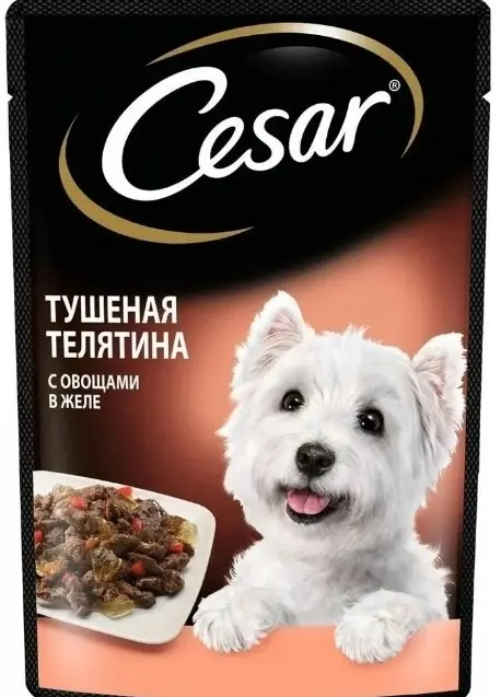 Влажный корм для собак Cesar 85г тушеная телятина с овощами в желе