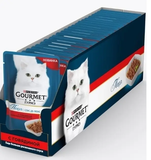 Влажный корм Gourmet Перл Соус Де-люкс для кошек, говядина, 85 г