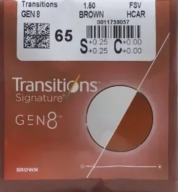 Фотохромные линзы Transitions GEN8 1,50 SHMC Brown/Grey Материал СR-39 + Transitions 8 (США)