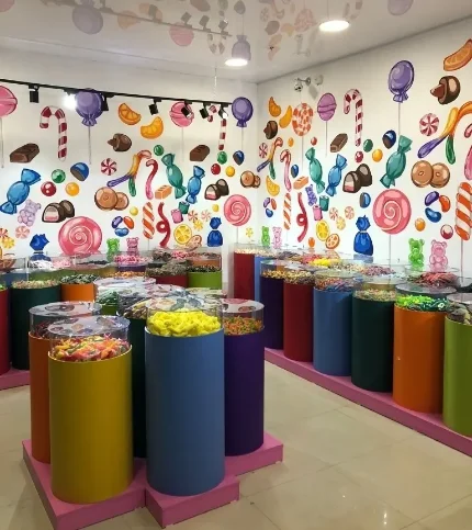 Фото для Рисунки на стенах: Оформление отдела сладостей "Мармеладный рай"