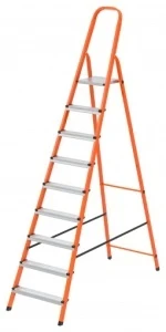 Фото для Стремянка 9 ступ.стальная, оцинков ступени, оранжевая СИБРТЕХ