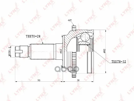 Фото для Шрус Ma [Ma-44a44] 32x28x62 Lynx Co5101a Atenza2.0/2.3 Gg#/Gy# 02 LYNXauto арт. CO5101A