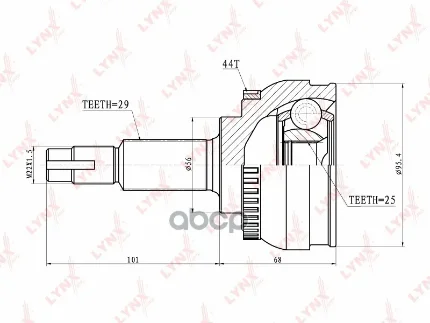Фото для Шрус Ni [Ni-69a44) 25x56x29 Lynx Co5711a A33/Nt30 (39100-2y175/39101-2y070) LYNXauto арт. CO5711A