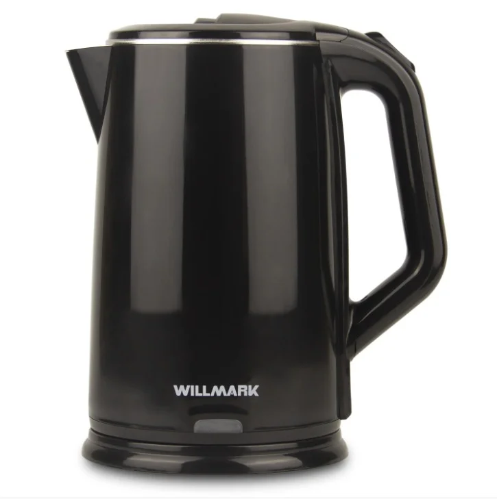 Чайник WILLMARK WEK-2012PS Черный (2л,2-х слойн, диск)